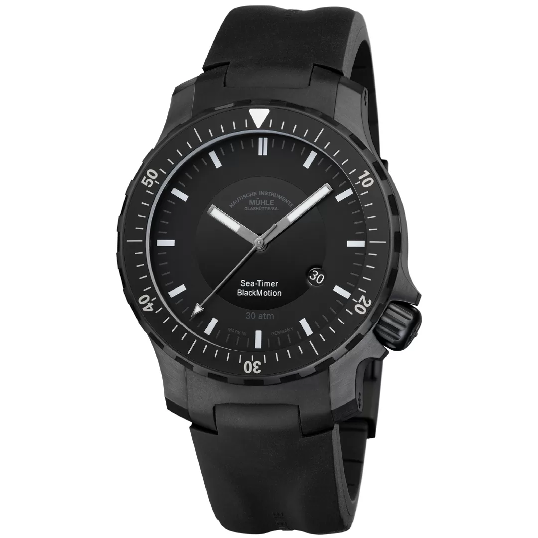 Mühle-Glashütte Sea-Timer BlackMotion (Rubber Strap): A Robust Companion for Adventure Seekers - Define Watches