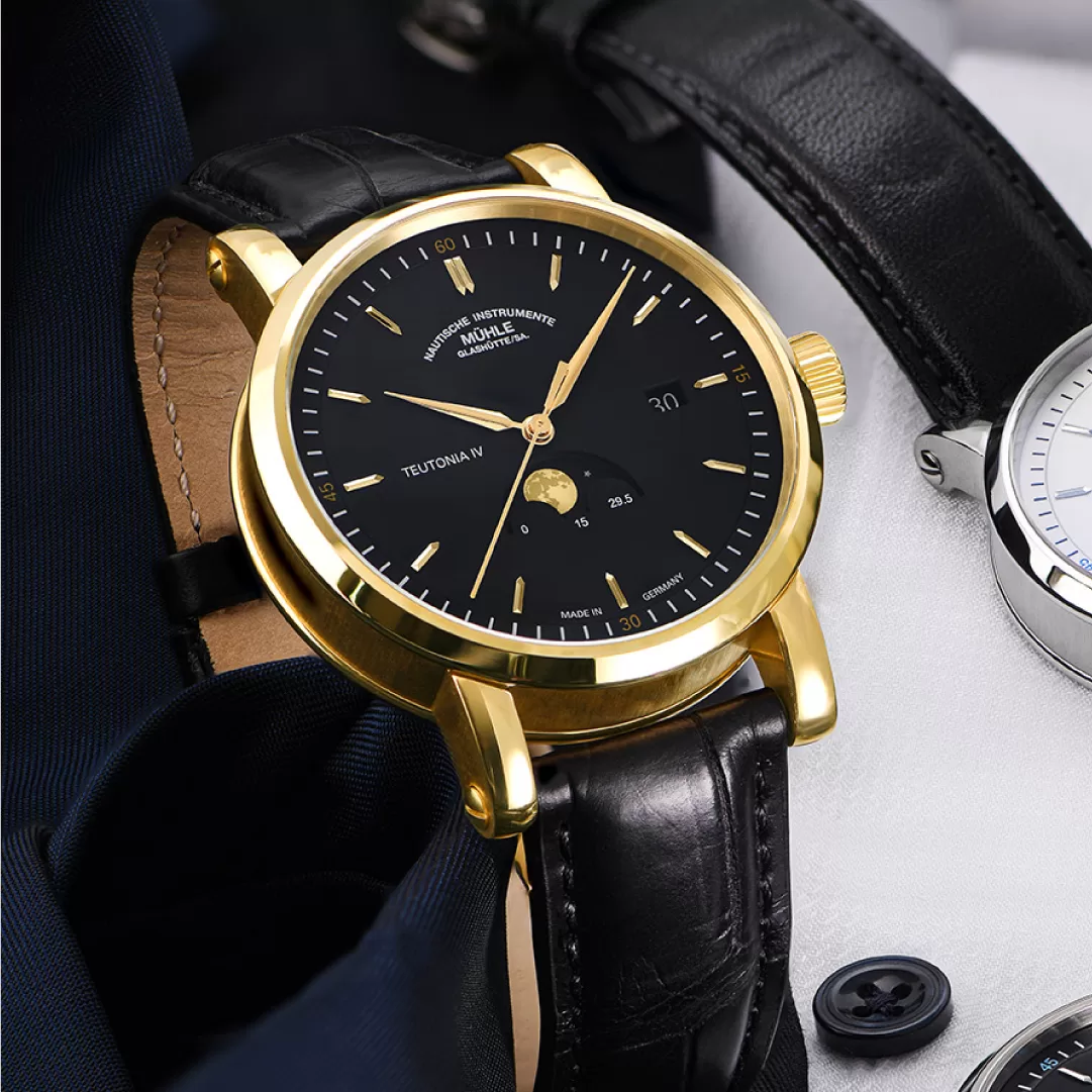 Elegance Meets Precision: The Mühle-Glashütte Teutonia IV Moonphase Gold - Define Watches