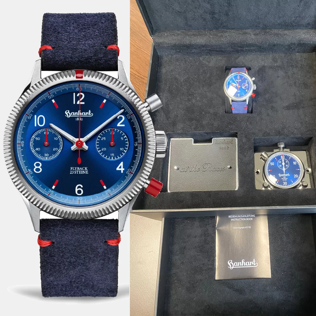 NEW: Hanhart Red X Blue Watch & Instrument Set - A Limited Edition Rally Enthusiast's Dream - Define Watches